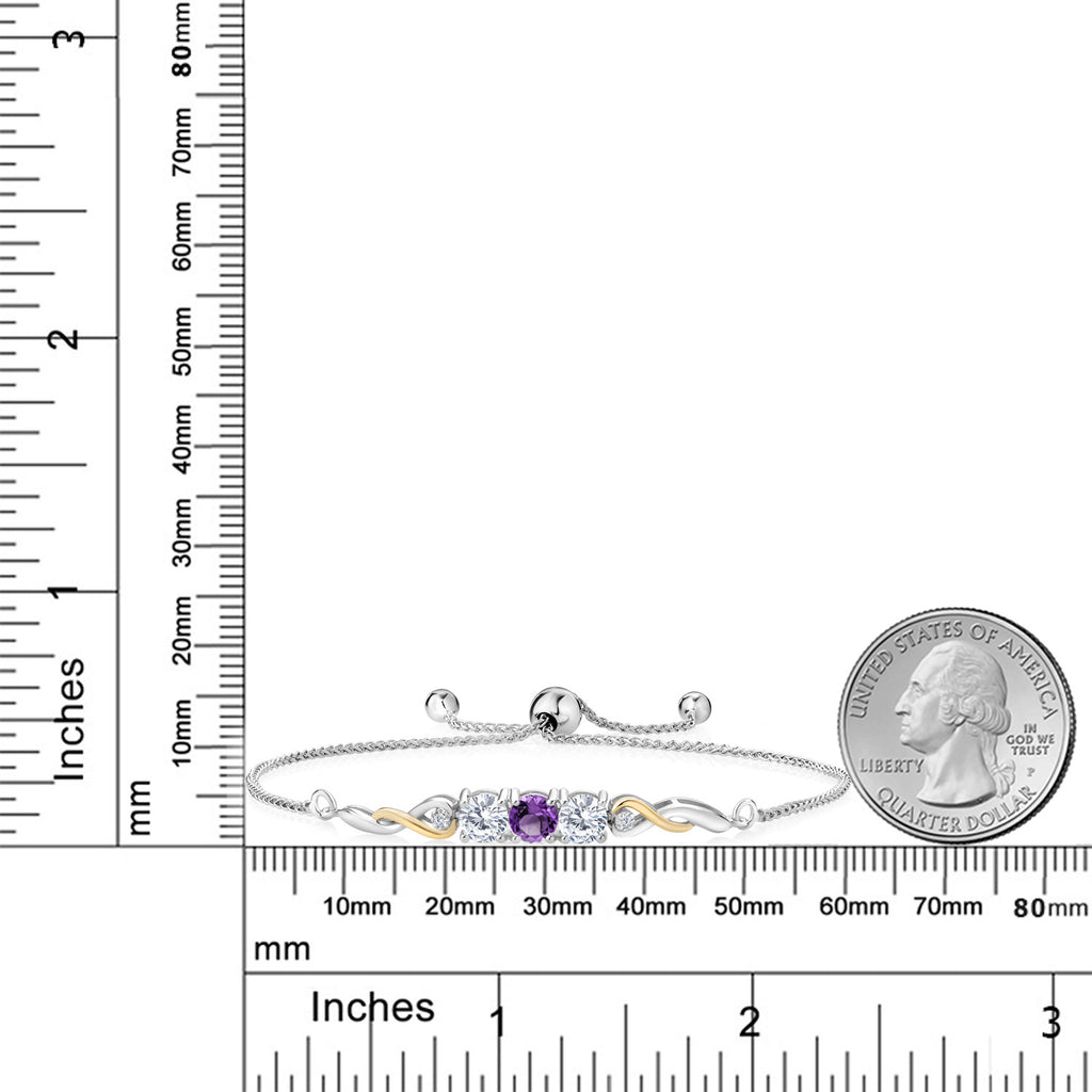 Amethyst - February_Bracelet in 925 Sterling Silver and 10K Yellow Gold