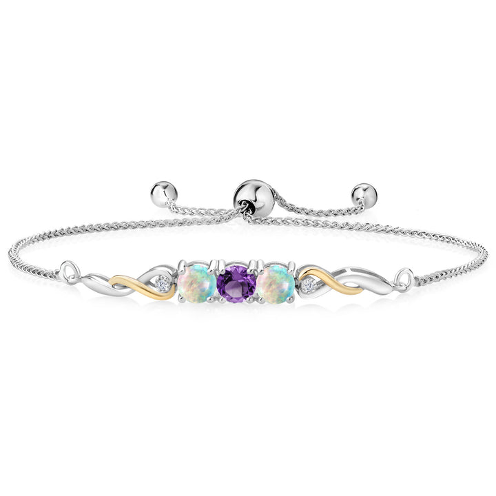 Amethyst - February_Bracelet in 925 Sterling Silver and 10K Yellow Gold
