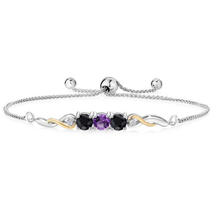 Amethyst - February_Bracelet in 925 Sterling Silver and 10K Yellow Gold