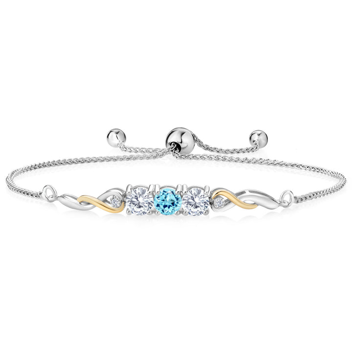 Apatite_Bracelet in 925 Sterling Silver and 10K Yellow Gold