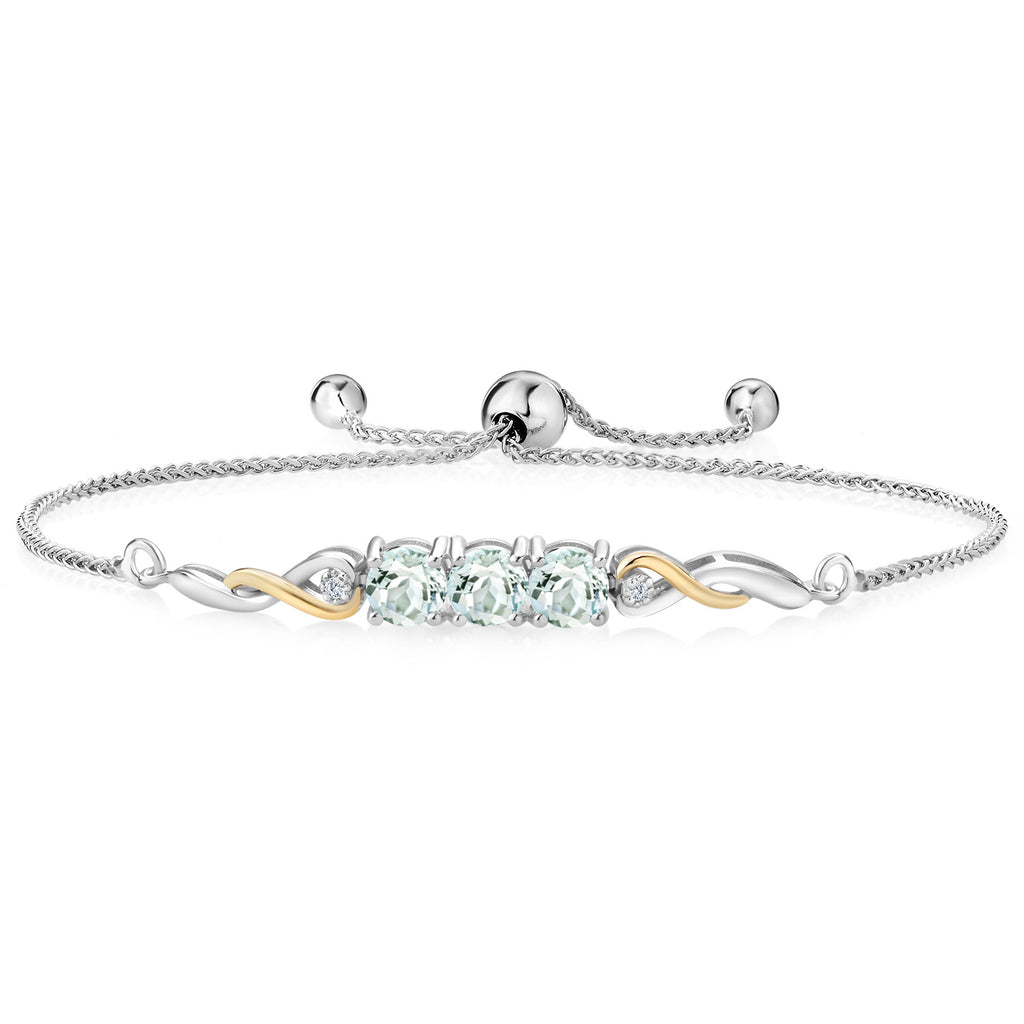 Aquamarine - March_Bracelet in 925 Sterling Silver and 10K Yellow Gold