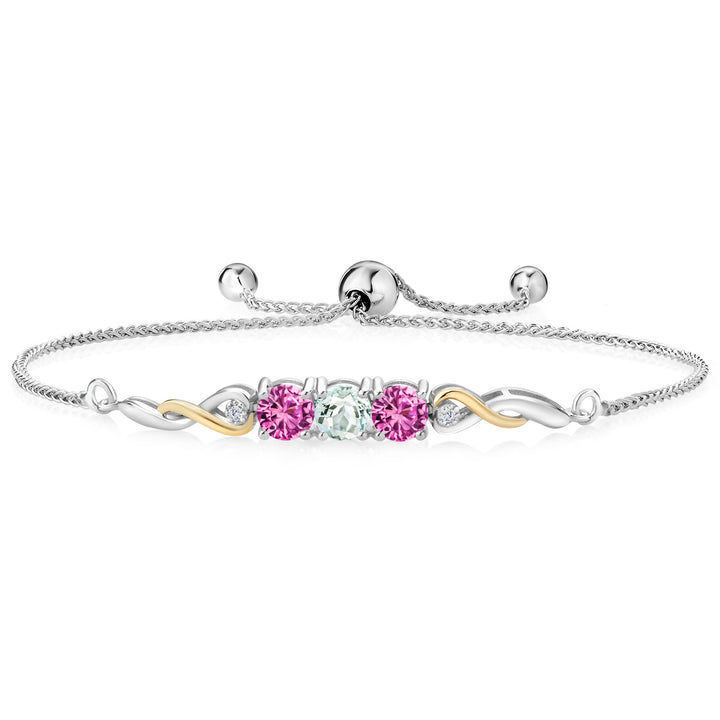 Aquamarine - March_Bracelet in 925 Sterling Silver and 10K Yellow Gold