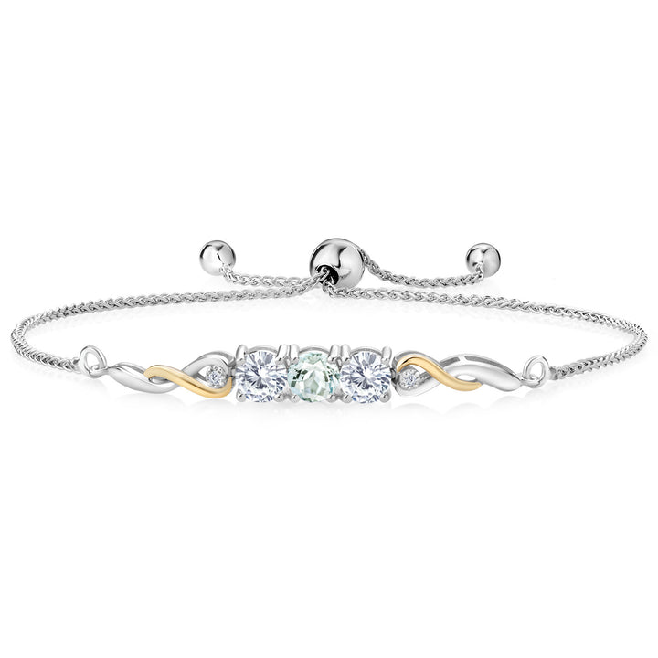 Aquamarine - March_Bracelet in 925 Sterling Silver and 10K Yellow Gold