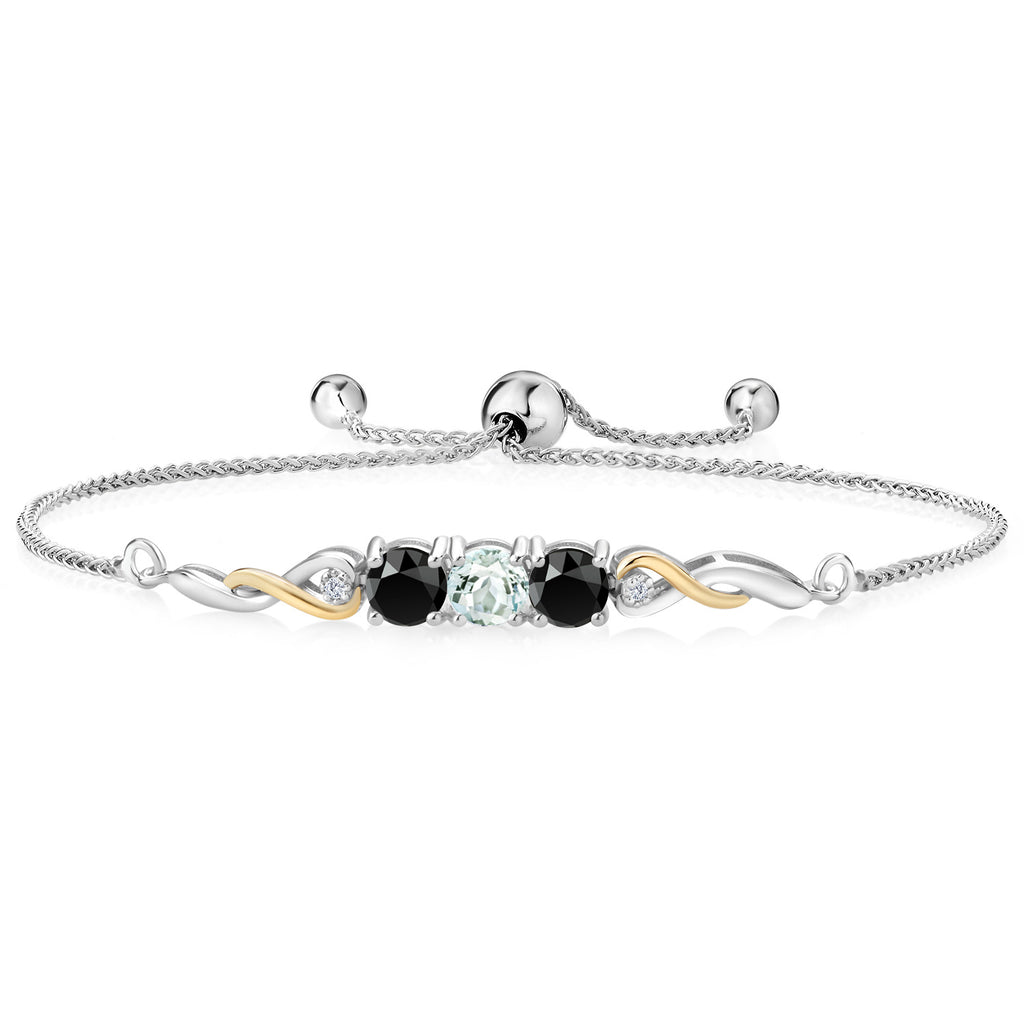 Aquamarine - March_Bracelet in 925 Sterling Silver and 10K Yellow Gold