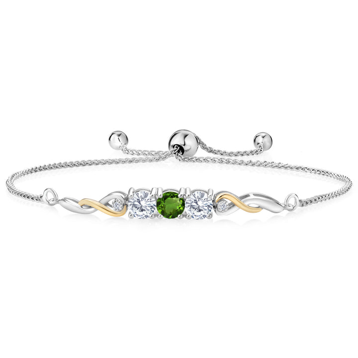 Chrome Diopside_Bracelet in 925 Sterling Silver and 10K Yellow Gold