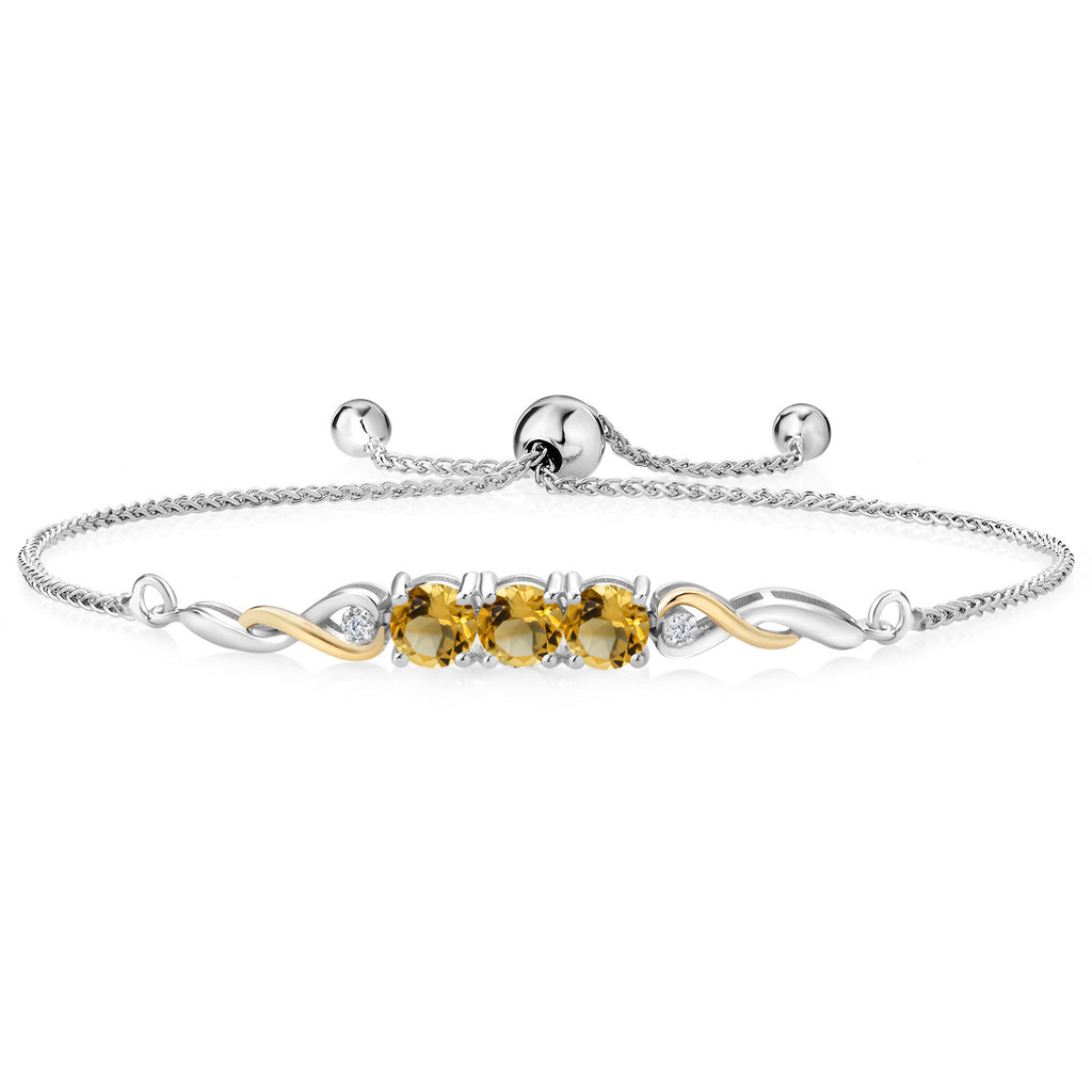 Citrine - November_Bracelet in 925 Sterling Silver and 10K Yellow Gold