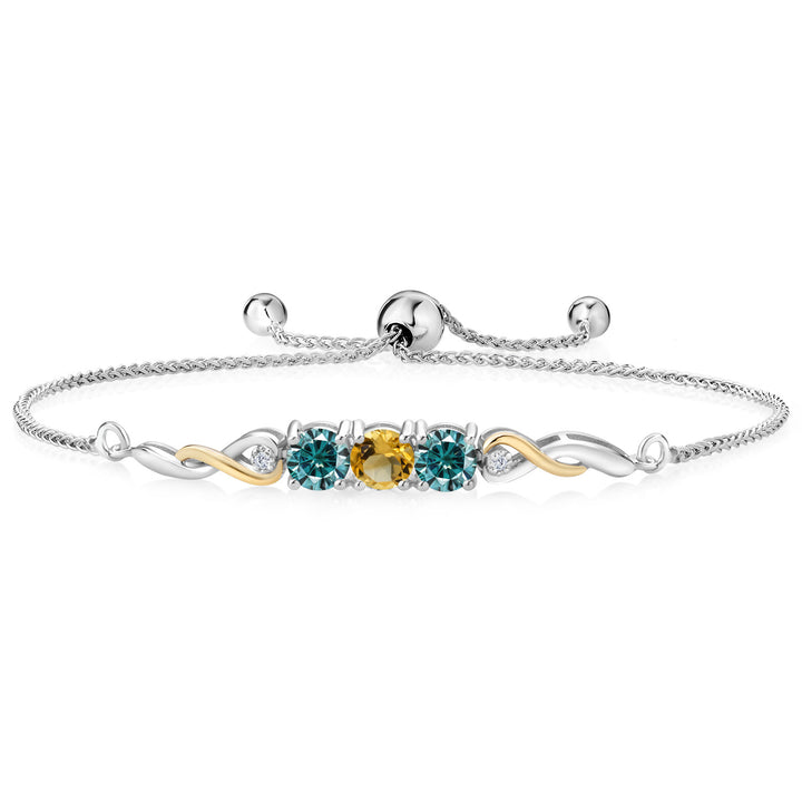 Citrine - November_Bracelet in 925 Sterling Silver and 10K Yellow Gold