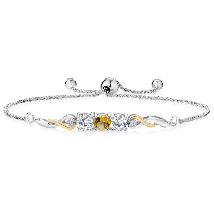 Citrine - November_Bracelet in 925 Sterling Silver and 10K Yellow Gold