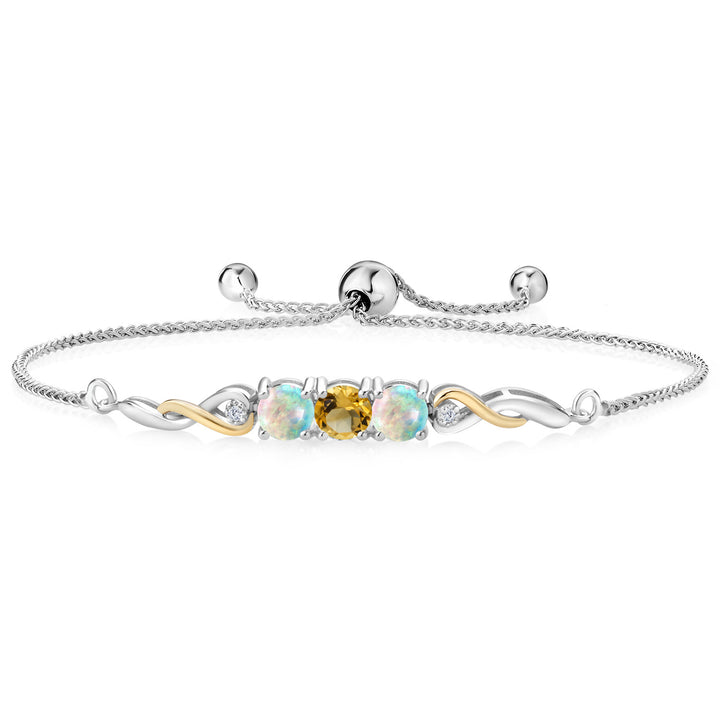 Citrine - November_Bracelet in 925 Sterling Silver and 10K Yellow Gold
