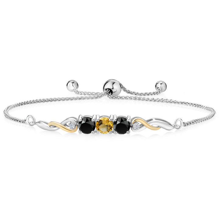 Citrine - November_Bracelet in 925 Sterling Silver and 10K Yellow Gold