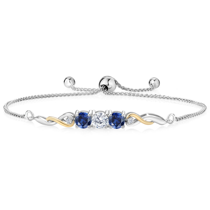 White Moissanite - April_Bracelet in 925 Sterling Silver and 10K Yellow Gold