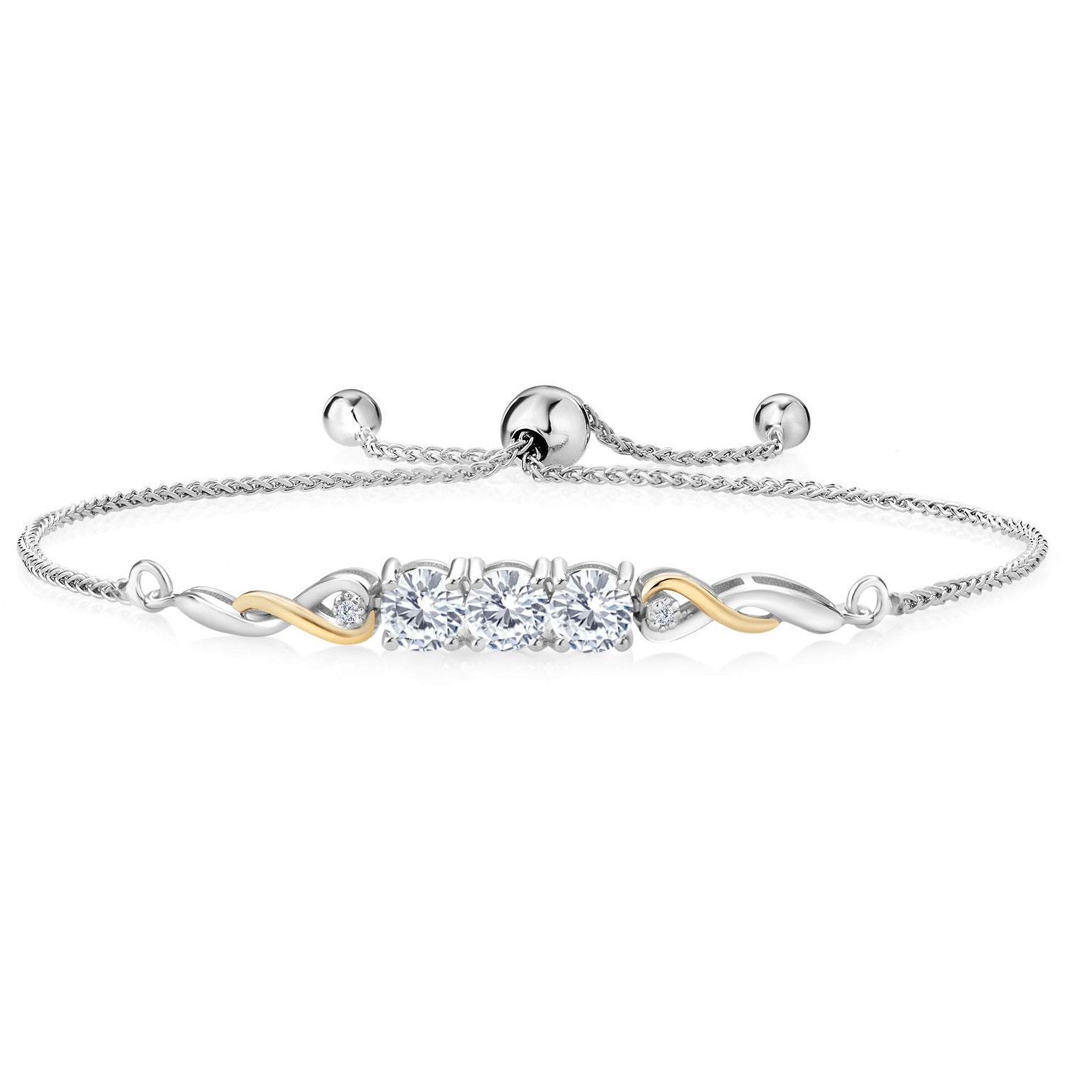 Moissanite - April_Bracelet in 925 Sterling Silver and 10K Yellow Gold
