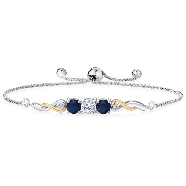 White Moissanite - April_Bracelet in 925 Sterling Silver and 10K Yellow Gold