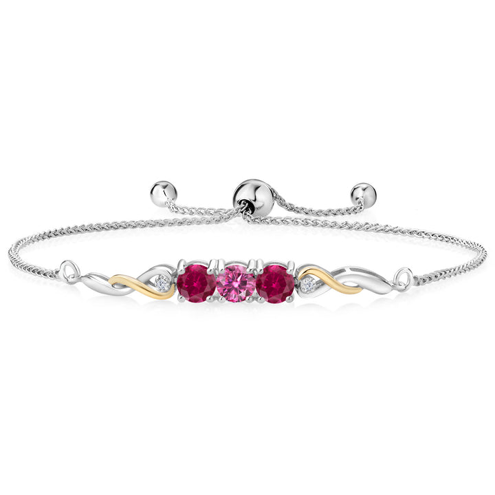 Pink Moissanite - April_Bracelet in 925 Sterling Silver and 10K Yellow Gold