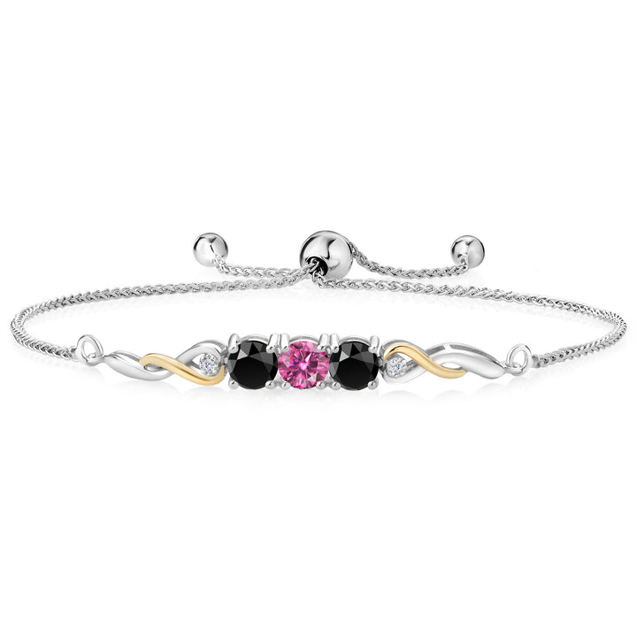 Pink Moissanite - April_Bracelet in 925 Sterling Silver and 10K Yellow Gold