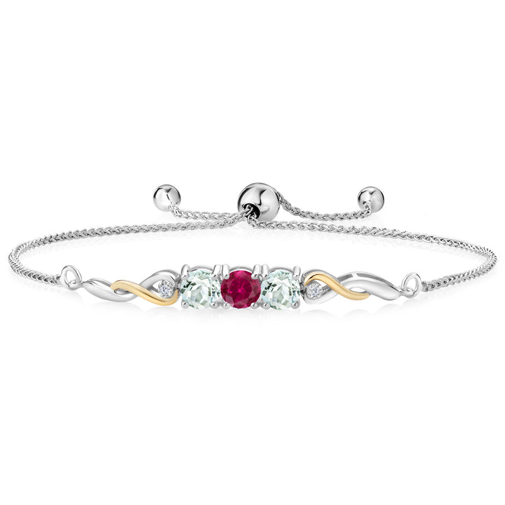 Created Ruby - July_Bracelet in 925 Sterling Silver and 10K Yellow Gold