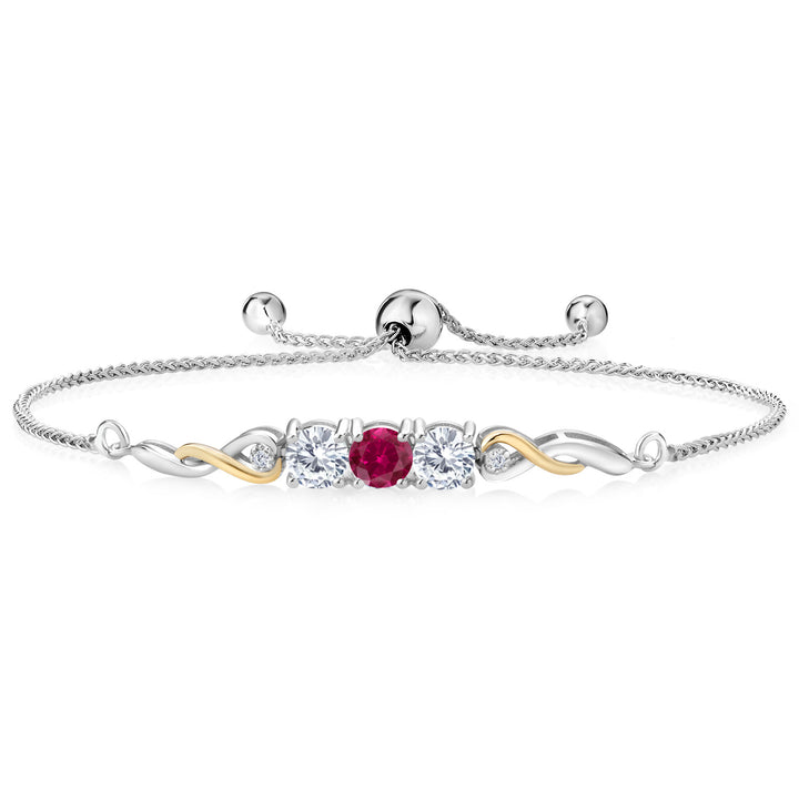 Created Ruby - July_Bracelet in 925 Sterling Silver and 10K Yellow Gold