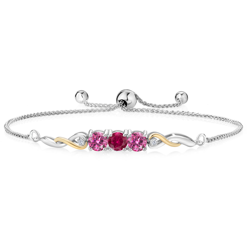 Created Ruby - July_Bracelet in 925 Sterling Silver and 10K Yellow Gold
