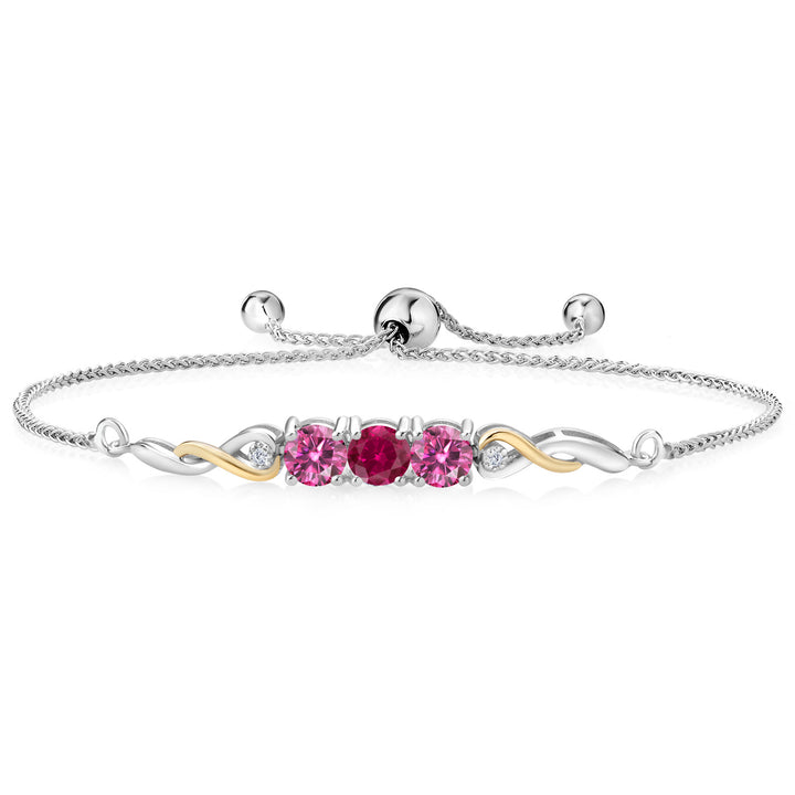 Created Ruby - July_Bracelet in 925 Sterling Silver and 10K Yellow Gold