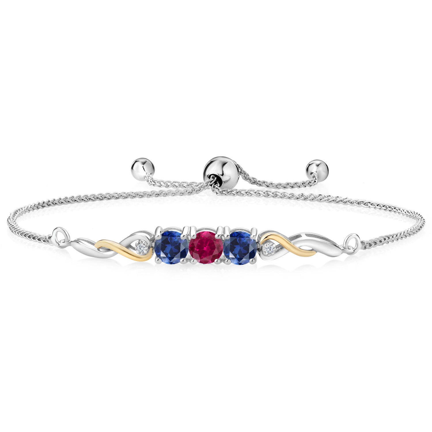 Created Ruby - July_Bracelet in 925 Sterling Silver and 10K Yellow Gold