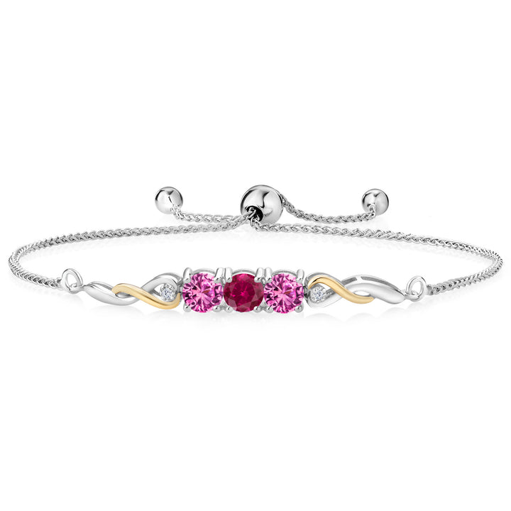 Created Ruby - July_Bracelet in 925 Sterling Silver and 10K Yellow Gold