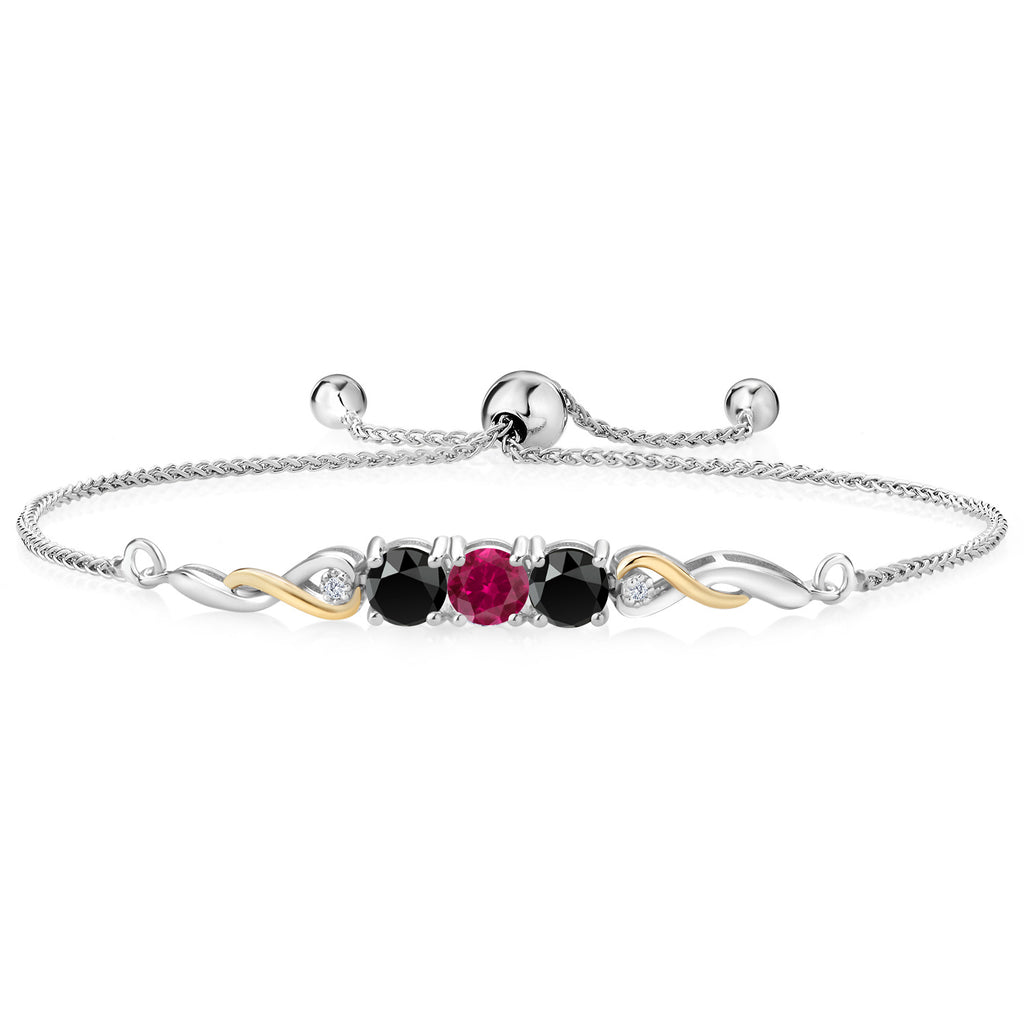 Created Ruby - July_Bracelet in 925 Sterling Silver and 10K Yellow Gold