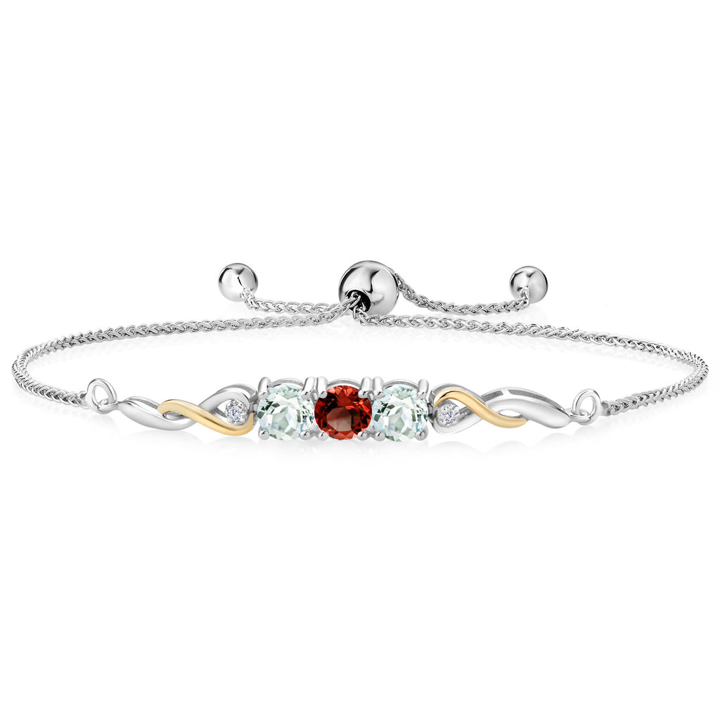 Garnet - January_Bracelet in 925 Sterling Silver and 10K Yellow Gold