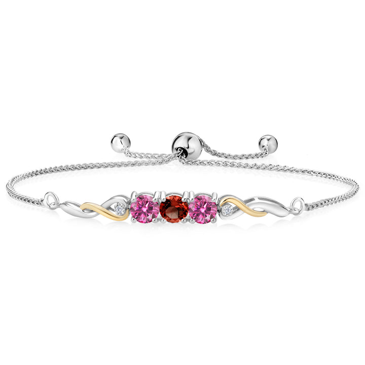 Garnet - January_Bracelet in 925 Sterling Silver and 10K Yellow Gold