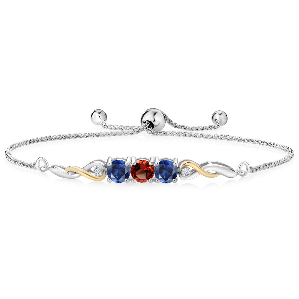 Garnet - January_Bracelet in 925 Sterling Silver and 10K Yellow Gold