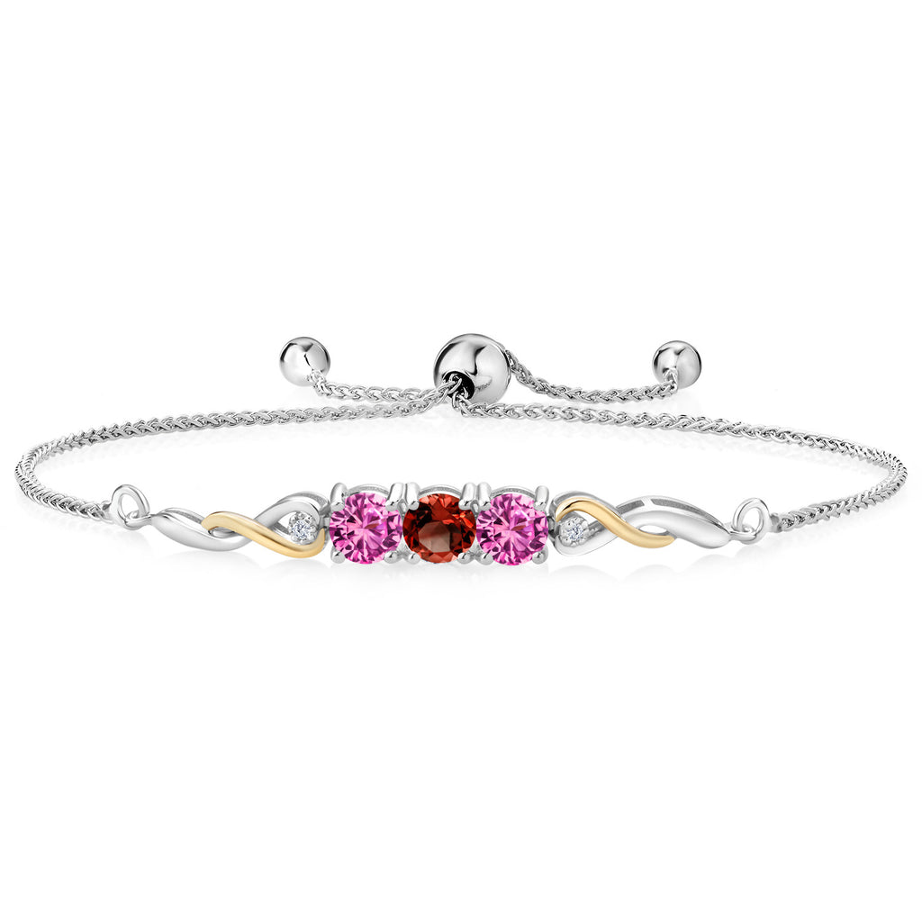 Garnet - January_Bracelet in 925 Sterling Silver and 10K Yellow Gold