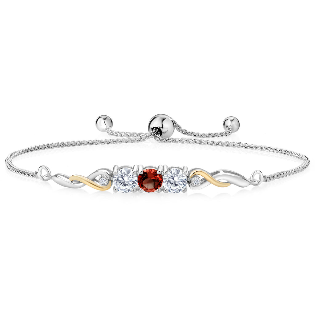 Garnet - January_Bracelet in 925 Sterling Silver and 10K Yellow Gold