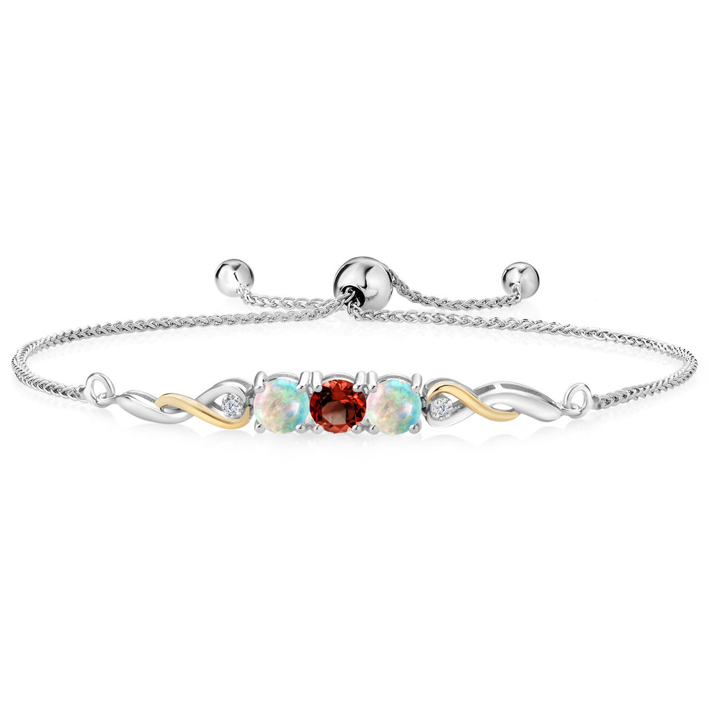 Garnet - January_Bracelet in 925 Sterling Silver and 10K Yellow Gold