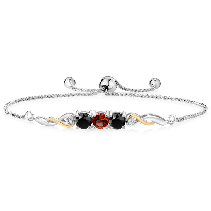 Garnet - January_Bracelet in 925 Sterling Silver and 10K Yellow Gold