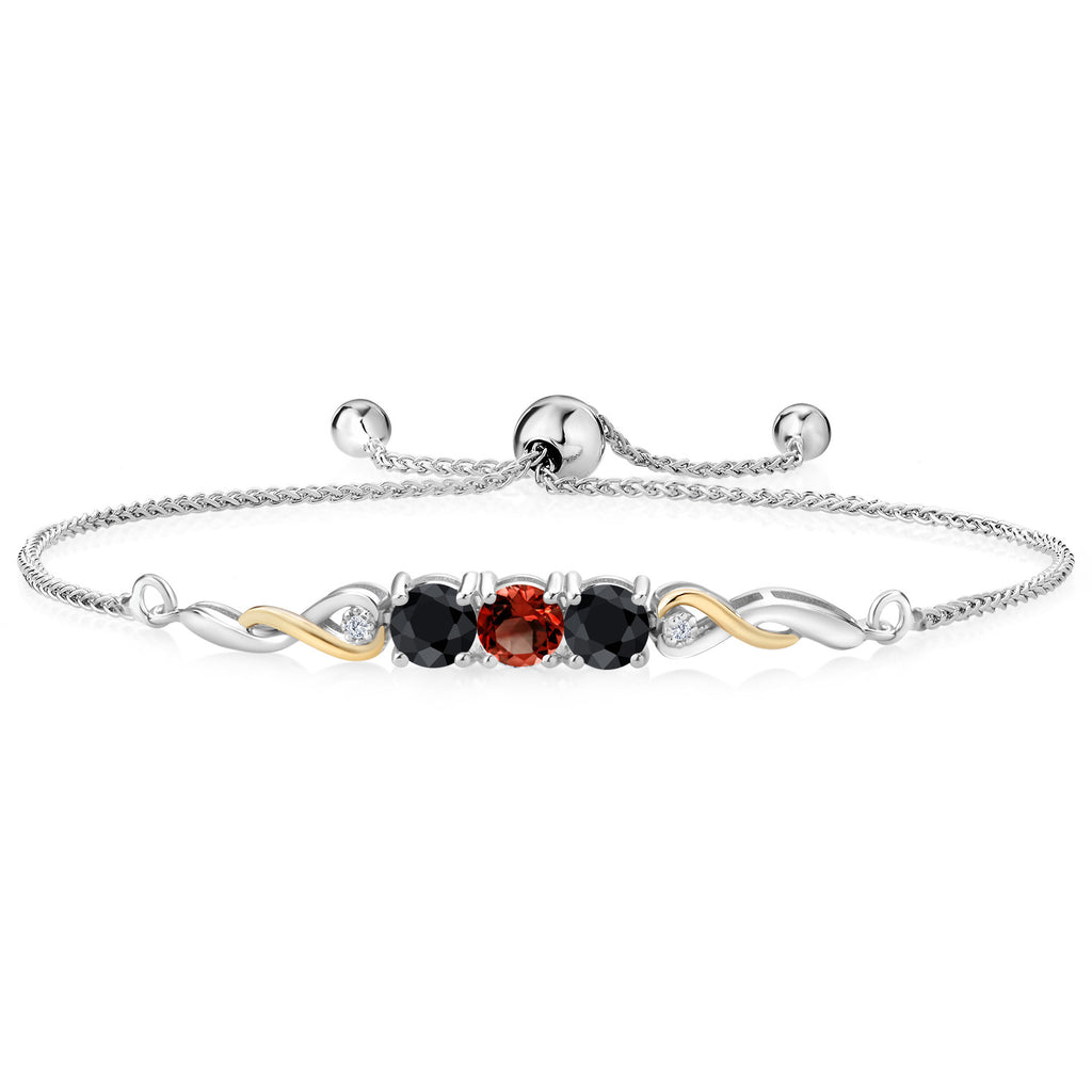 Garnet - January_Bracelet in 925 Sterling Silver and 10K Yellow Gold