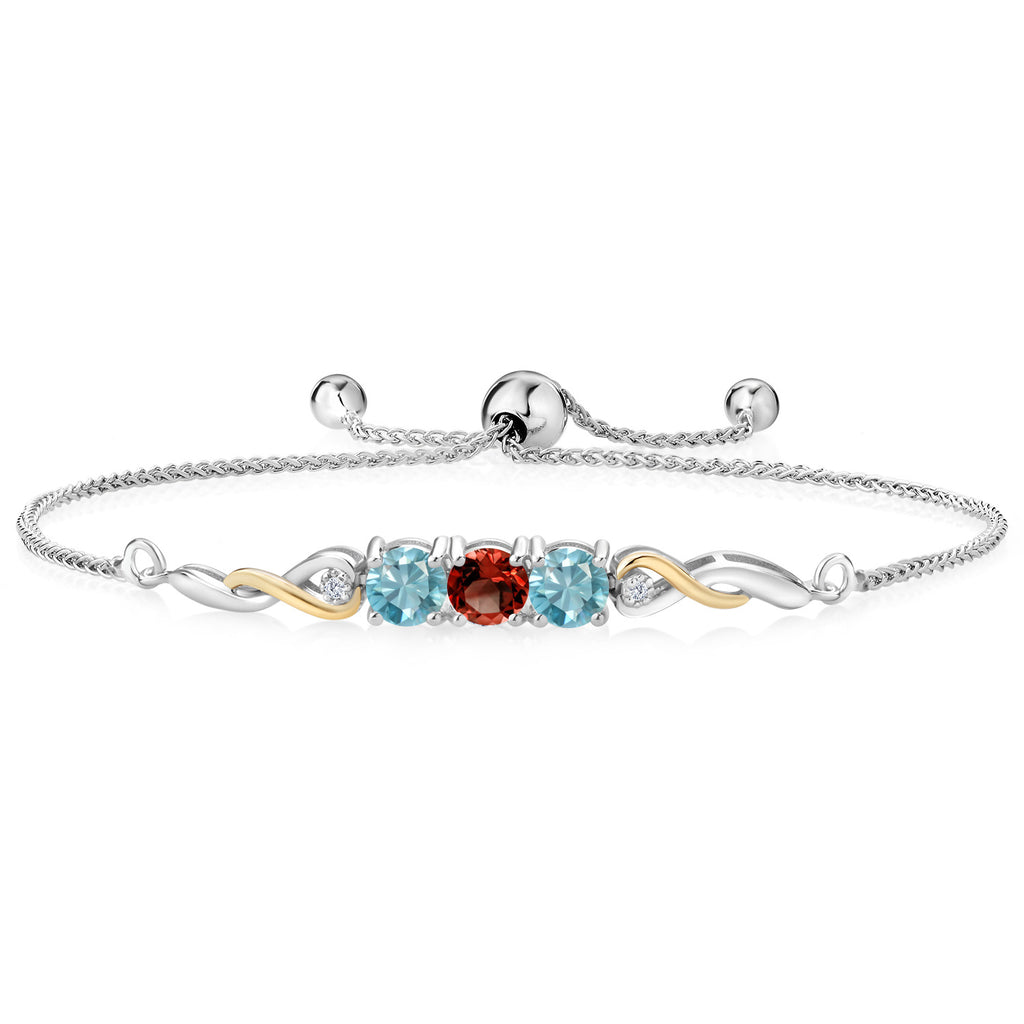Garnet - January_Bracelet in 925 Sterling Silver and 10K Yellow Gold