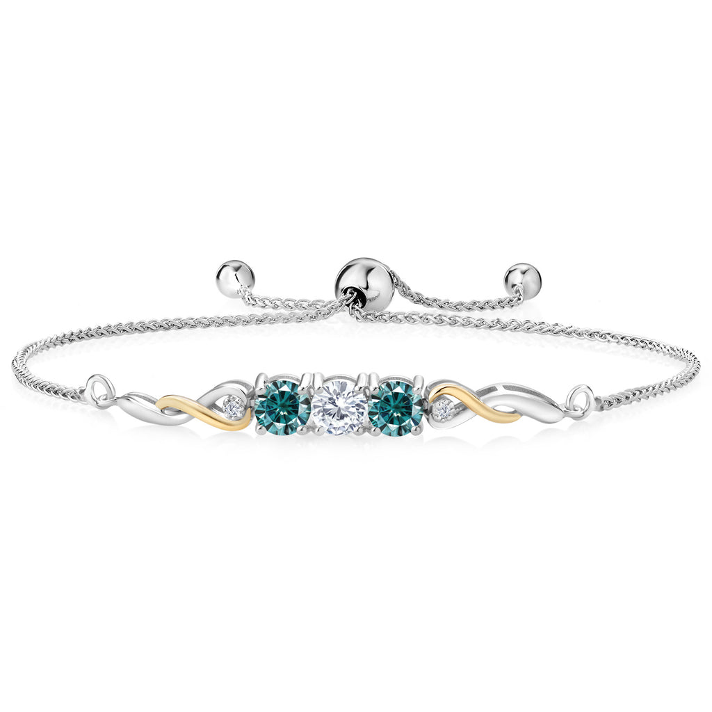 White Lab Grown Diamond - April_Bracelet in 925 Sterling Silver and 10K Yellow Gold