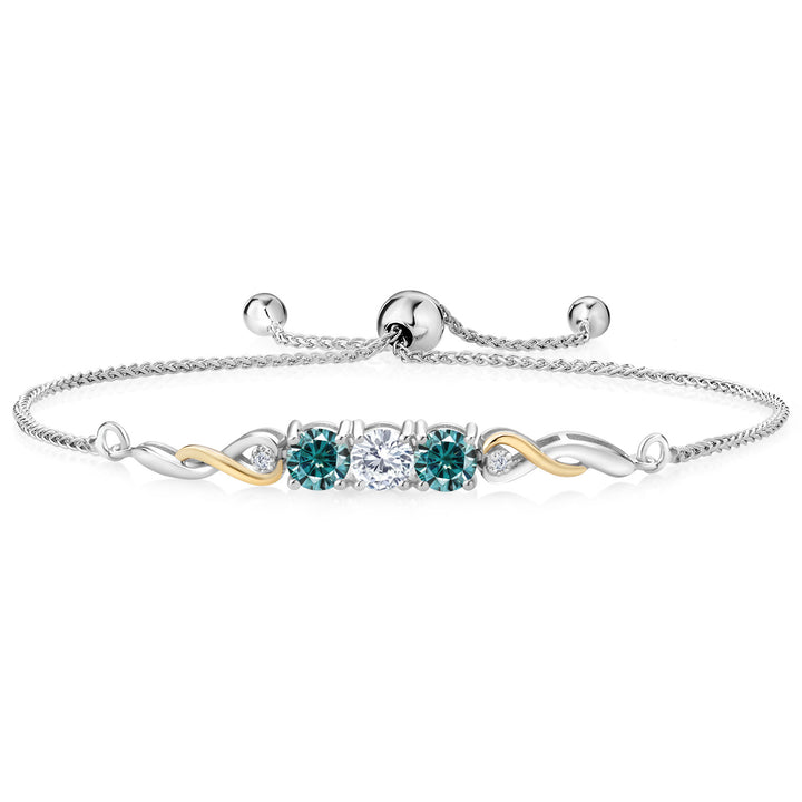 White Lab Grown Diamond - April_Bracelet in 925 Sterling Silver and 10K Yellow Gold