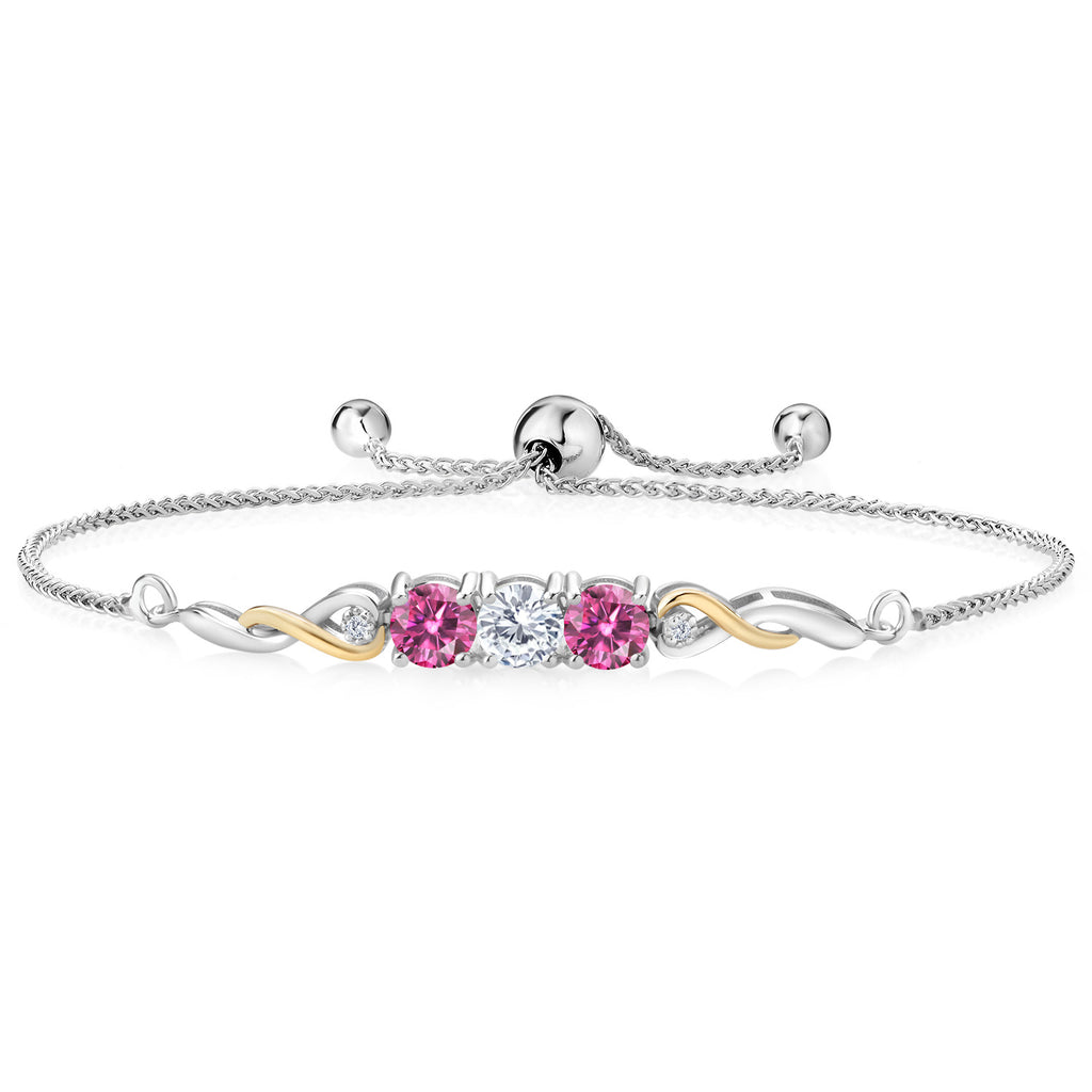 White Lab Grown Diamond - April_Bracelet in 925 Sterling Silver and 10K Yellow Gold
