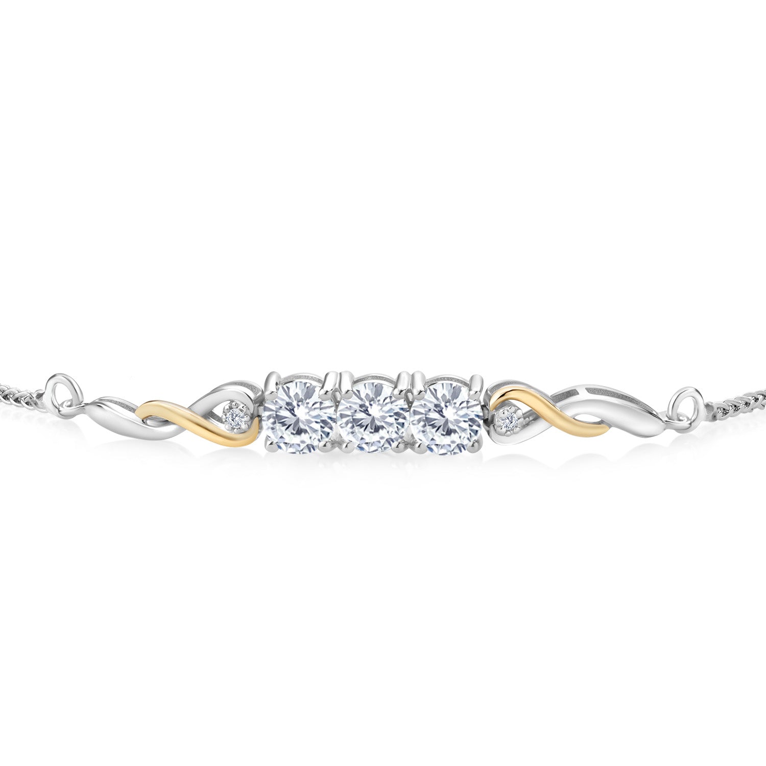 1.52 Cttw 925 Sterling Silver and 10K Yellow Gold Lab Grown Diamond Tennis Bracelet For Women | Gemstone April Birthstone | E-F Color | VS Clarity | Fully Adjustable Up to 9 Inch