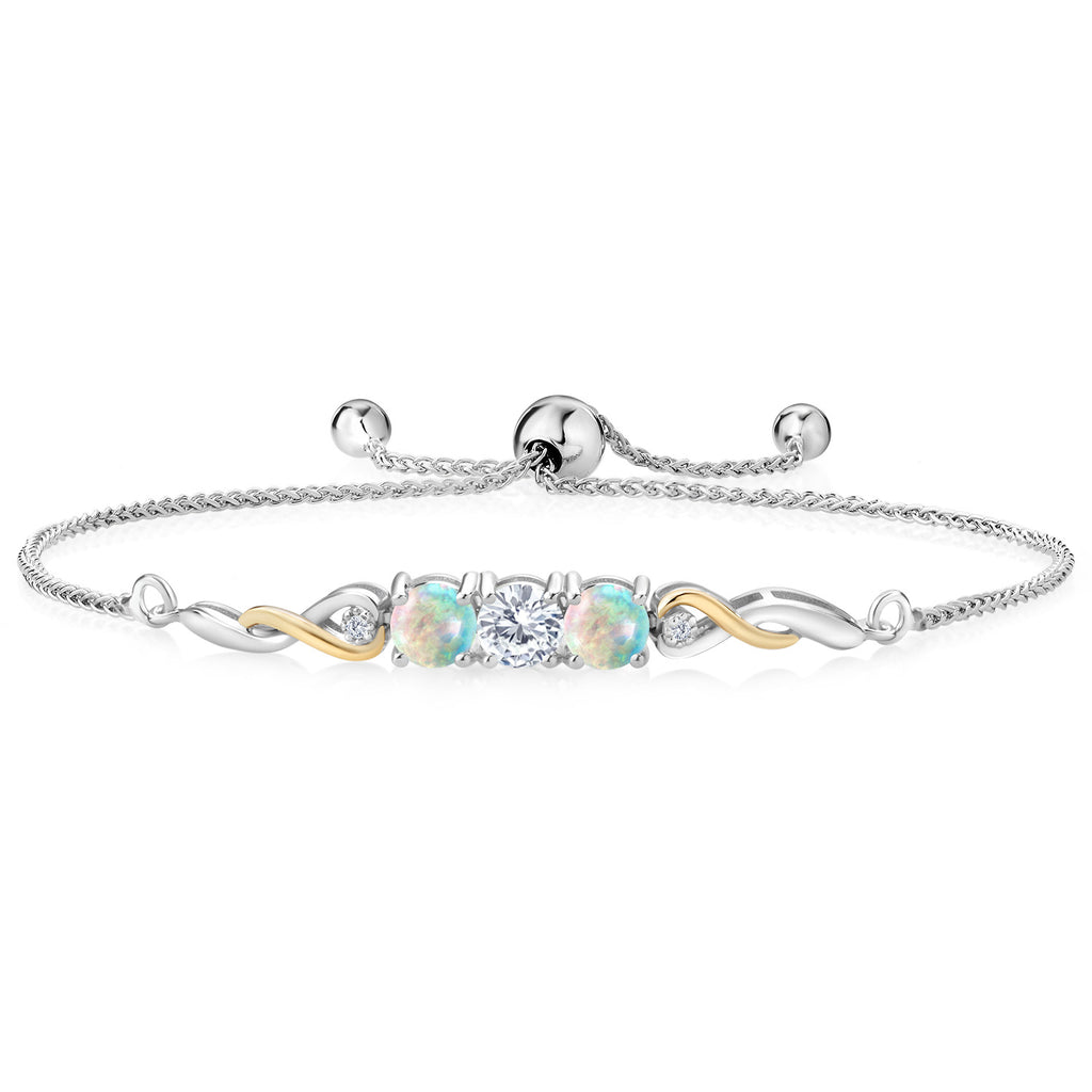 White Lab Grown Diamond - April_Bracelet in 925 Sterling Silver and 10K Yellow Gold