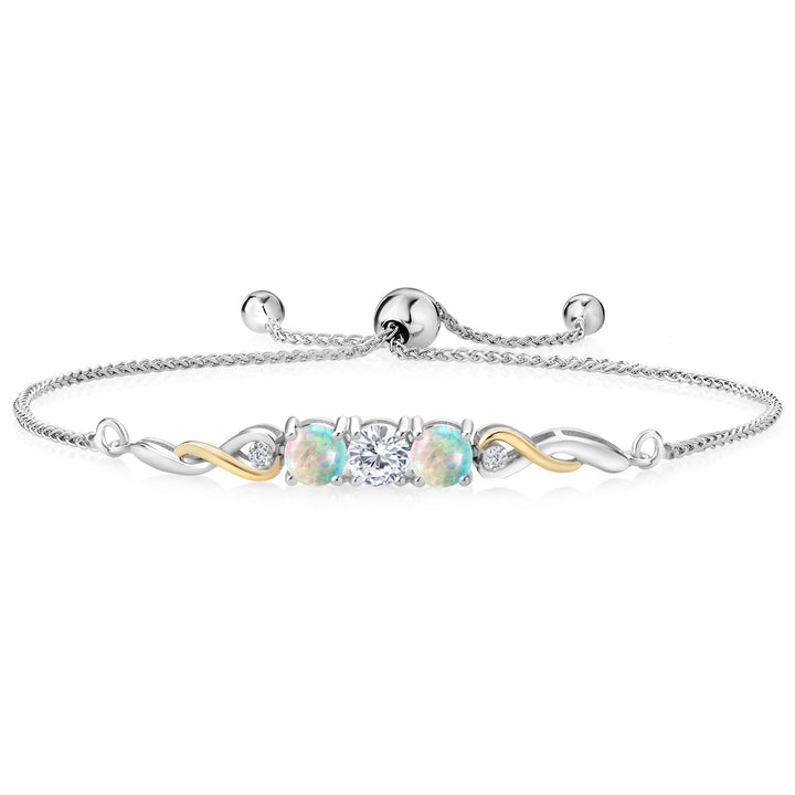 White Lab Grown Diamond - April_Bracelet in 925 Sterling Silver and 10K Yellow Gold