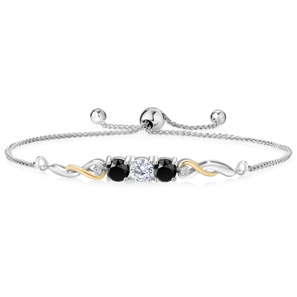 White Lab Grown Diamond - April_Bracelet in 925 Sterling Silver and 10K Yellow Gold