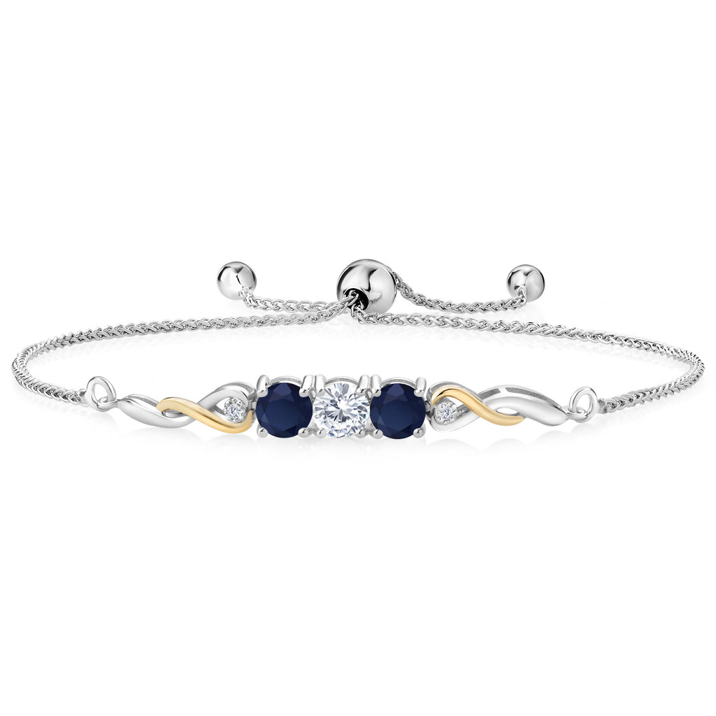 White Lab Grown Diamond - April_Bracelet in 925 Sterling Silver and 10K Yellow Gold