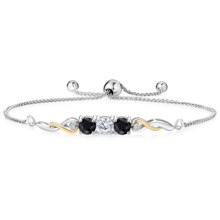 White Lab Grown Diamond - April_Bracelet in 925 Sterling Silver and 10K Yellow Gold
