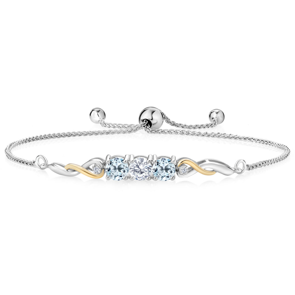 White Lab Grown Diamond - April_Bracelet in 925 Sterling Silver and 10K Yellow Gold
