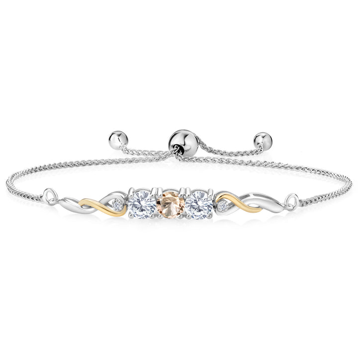 Morganite - October_Bracelet in 925 Sterling Silver and 10K Yellow Gold