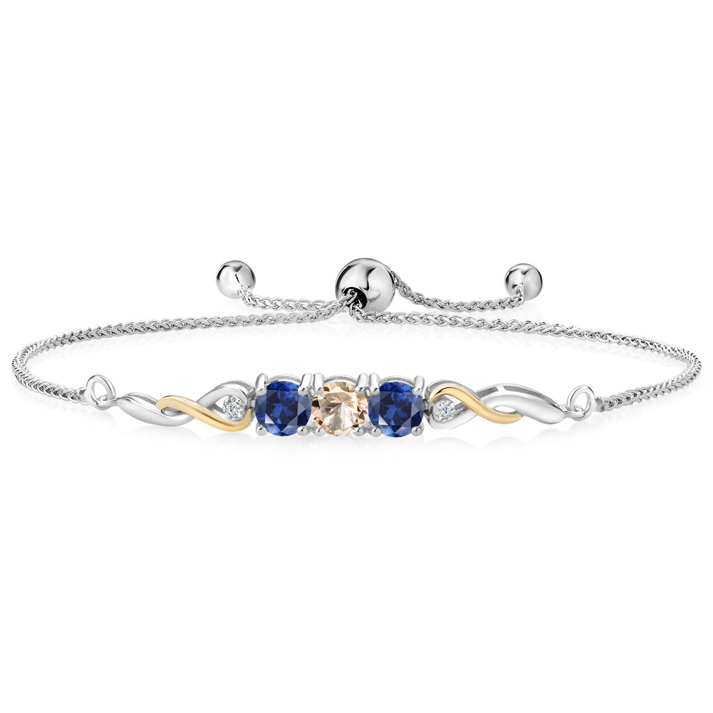 Morganite - October_Bracelet in 925 Sterling Silver and 10K Yellow Gold