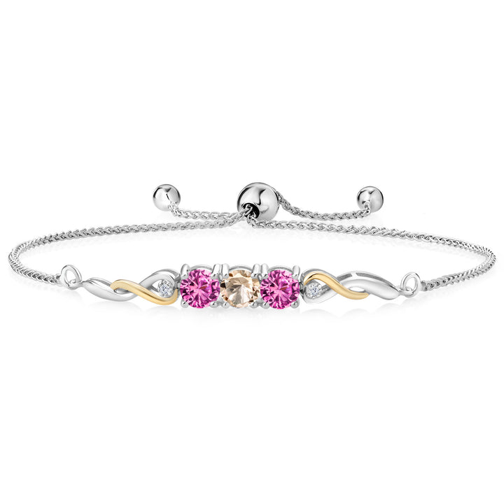 Morganite - October_Bracelet in 925 Sterling Silver and 10K Yellow Gold