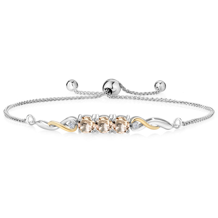 Morganite - October_Bracelet in 925 Sterling Silver and 10K Yellow Gold