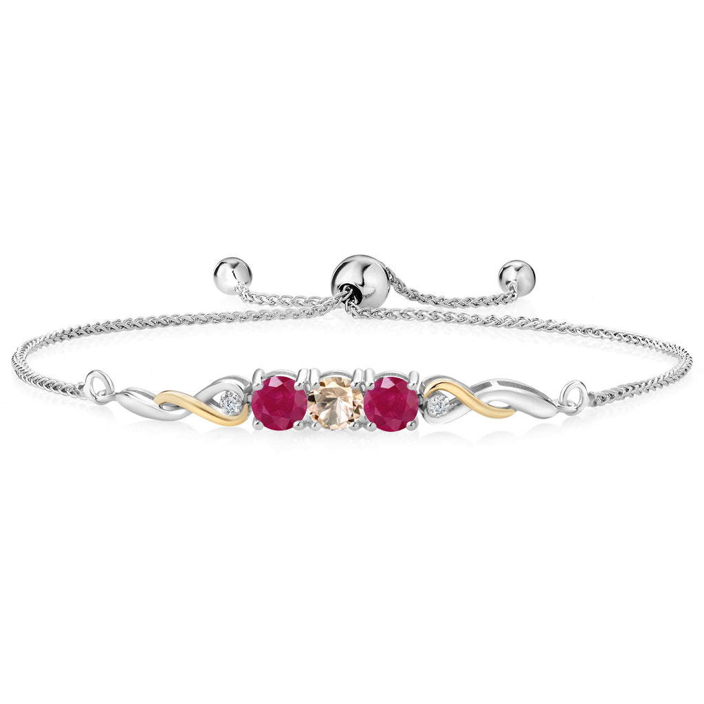 Morganite - October_Bracelet in 925 Sterling Silver and 10K Yellow Gold